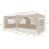 10'X20' Folding Canopy With 6 Removable Sidewalls Outdoor Event Shelter UPF 50+ Gazebo Portable Tents For Parties Beach Camping Wedding Ez Pop Up Canopy - Beige - Image 5