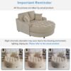 Modern Chaise Lounge Sofa Bed Upholstered Sofa Couch With Tufted Seat And Detachable Pillows For Living Room - Champagne - Image 7