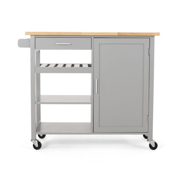 Contemporary Kitchen Cart With Wheels - Gray