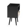 15.75" Rattan End Table With Power Outlet & USB Ports, Modern Nightstand With Drawer And Solid Wood Legs, Side Table For Living Room, Bedroom - Black - Image 10