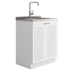 Murphy - Laundry Multifunctional Cabinet With Faucet And Stainless Steel Sink - White