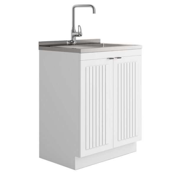 Murphy - Laundry Multifunctional Cabinet With Faucet And Stainless Steel Sink - White