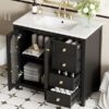 Bathroom Vanity With Two Soft Close Doors, Adjustable Shelves And Three Drawers - Black - Image 23