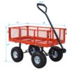Red Steel Garden Cart With Removable Mesh Sides 550 Lb Capacity 3 Cu Ft - Red - Image 3