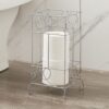 Silver Metal Frame Toilet Paper Holder Stand, Bathroom Tissue Organizer - Silver - Image 2