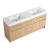 72" Freestanding Bathroom Vanity With Double Resin Sink Plywood Construction - Oak - Image 9