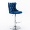 Swivel Velvet Barstools Adjusatble Seat Height From 25-33", Modern Upholstered Chrome Base Bar Stools With Backs Comfortable Tufted For Home Pub And Kitchen Island (Set of 2) - Blue - Image 3