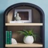 Modern 3 Shelf Open Arched Bookcase Cabinet - Black - Image 6