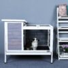 Two Tier Wooden Rabbit Cage Outdoor Indoor For Small Animals With Runway And Leak-Proof Plastic Tray - Gray - Image 7