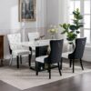 Nikki - Modern, High-End Tufted Solid Wood Contemporary And Velvet Upholstered Dining Chair With Wood Legs Nailhead Trim (Set of 2) - White / Black - Image 17