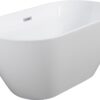 63" Shiny Acrylic Freestanding Soaking Bathtub With Chrome Overflow And Drain, Cupc Certified 22A09-63 - White - Image 8