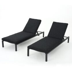 Navan - Modern Chaise Lounge Set With Water Resistant Cushions - Dark Gray