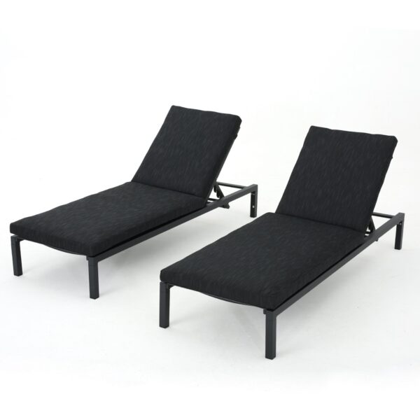 Navan - Modern Chaise Lounge Set With Water Resistant Cushions - Dark Gray