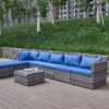 Patio Sofa With Cushions - Blue / Gray - Image 4