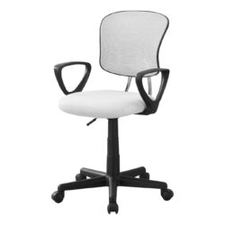 Office Chair, Adjustable Height, Swivel, Ergonomic, Armrests, Mesh, Comfortable Seating - White