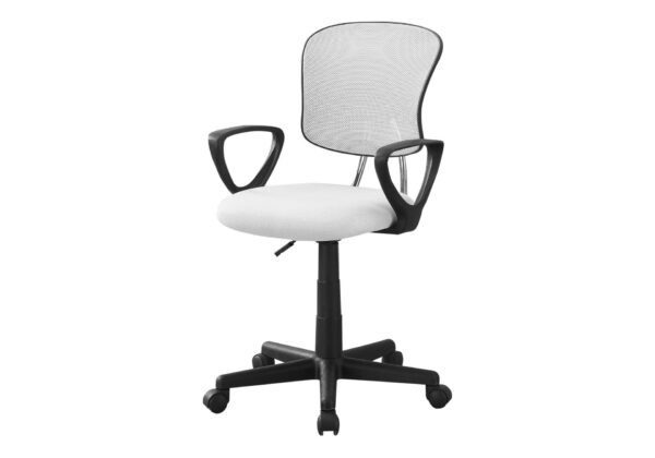 Office Chair, Adjustable Height, Swivel, Ergonomic, Armrests, Mesh, Comfortable Seating - White