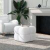 Pixel - Oversized Square Tufted Pouf Ottoman - Almond White - Image 5