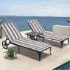 2 Piece Outdoor Chaise Lounge Cushion Set, Replacement Cushions For Patio Furniture - Gray / White - Image 3