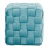 Square Braided Ottoman - Ice Blue - Image 2