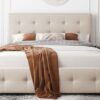 Queen Size Upholstered Platform Bed With Classic Headboard And 4 Drawers, No Box Spring Needed - Beige - Image 16