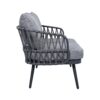 4 Piece Outdoor Patio Furniture Set, Metal Chairs With Woven Rope U Shaped Backrest, Outdoor Conversation Set With Thick Cushions And Coffee Table For Garden, Poolside, Balcony - Black / Gray - Image 13