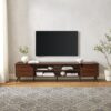 Contemporary 2 Door Minimalist TV Stand For TVs Up To 90" - Dark Walnut - Image 5