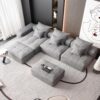 Modern Oversized Modular Sectional Sofa, Sparkling Chenille Fabric Soft Cushion Sofa With 6 Pillows, 6 Pieces Diy Combination Tufted Sofa, No Assembly Required - Gray - Image 9