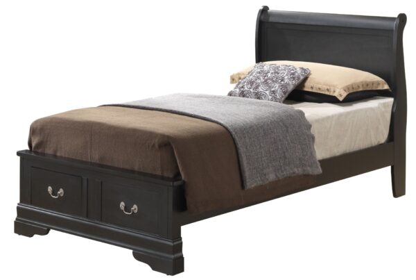 Louis Phillipe - Twin Elegant Storage Bed - Black