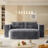 2 In 1 Foldable Sofa Plush Corduroy Sofa Convertible Floor Sofa Bed Deep Seating With Multi Functional Blanket Suitable For Living Rooms - Dark Gray - Image 2