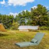 Foldable Portable Camping Chair With Carry Bag 14 Position Adjustable Recliner For Adults Cotton & Metal Frame For Outdoor Travel, Picnic, Or BBQ - Light Green - Image 12