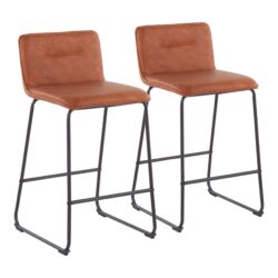 Casper - Fixed Height Contemporary Counter Stool (Set of 2) - Black / Camel