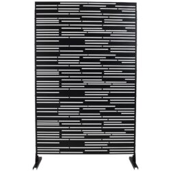 Outdoor & Indoor Privacy Screen Freestanding Decorative Panel Steel - Black