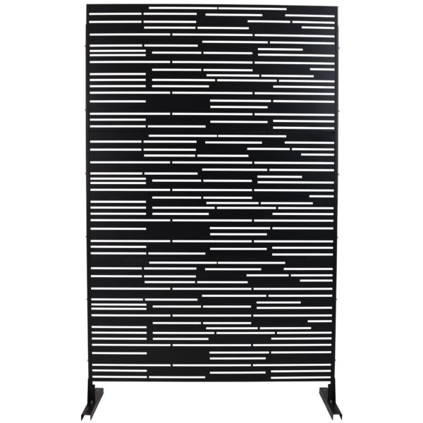 Outdoor & Indoor Privacy Screen Freestanding Decorative Panel Steel - Black