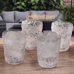 Paisley - Acrylic Glasses (Set of 4) Dof, Bpa Free Cocktail Drinkware Plastic, 13Oz - Clear