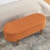 Stylish Ottoman Oval Storage Bench With Rubber Wood Legs - Orange - Image 8