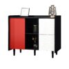 Modern Sideboard Buffet Cabinet With Doors And Unique Panel Styling - Black / Red - Image 18