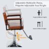 Classic Barber Chair, Styling Salon Chair With Hydraulic Pump Swivel Barber Chair, For Beauty Salon Spa Equipment - Brown - Image 3