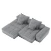 Modern Oversized Modular Sectional Sofa With Ottoman, Seat, Chaise Lounge And Armrest, Sparkling Chenille Fabric Soft Cushion Sofa With 4 Pillows, 4 Pieces Diy Combination Tufted Sofa, No Assembly Required - Gray - Image 20