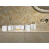 Elegant Marble Bathroom Accessories Set, Genuine Stone, 6 Piece Collection - White / Natural - Image 5