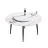 59.05" Modern Artificial Stone Round Metal Dining Table, Can Accommodate 6 People Artificial Stone Turntable - White / Black - Image 3