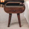 Circular Bedside Table With Open Slot - Caramel - Image 10