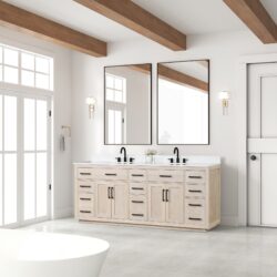 Bathroom Vanity With Double Sink, Modern Bathroom Vanity Set With Soft-Close Cabinet And 9 Drawers, Solid Wood Bathroom Storage Cabinet With Countertop And Backsplash - Light Oak