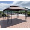 13 X 10 Ft Patio Gazebo Tent With Ventilated Double Roof And Mosquito Net - Brown - Image 12
