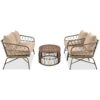 Bohemia-Inspired 4 Person Outdoor Seating Group With Removable Cushions, Conversation Patio Set With Wood Tabletop - Beige - Image 9