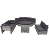 Elegant Patio Furniture Set Outdoor Daybed Rattan Sectional With Cushions And Center Table - Gray - Image 27