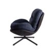 360° Swivel Office Chair, Modern Chenille Chair With And Metal Base Frame, No Wheels, Accent Chair - Dark Blue - Image 11