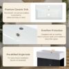 Modern Floating Bathroom Vanity With Ceramic Basin, Perfect For Small Bathrooms, Right Side Storage - Black - Image 7