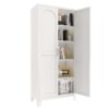 2 Shapely Doors Cabinet, Metal Storage Cabinet With Doors And Adjustable Shelves, For Bedroom, Living Room, Kitchen - White - Image 4