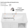 Bathroom Vanity With Sink, Bathroom Storage Cabinet With Doors And Drawers, Solid Wood Frame, Ceramic Sink - White - Image 8