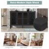 Retro TV Stand For TVs Up To 43", Entertainment Center Media Console Cabinet With 3 Spacious Cabinets, Glass Cabinet Doors And Anti-Tip Device For Living Room - Black - Image 6
